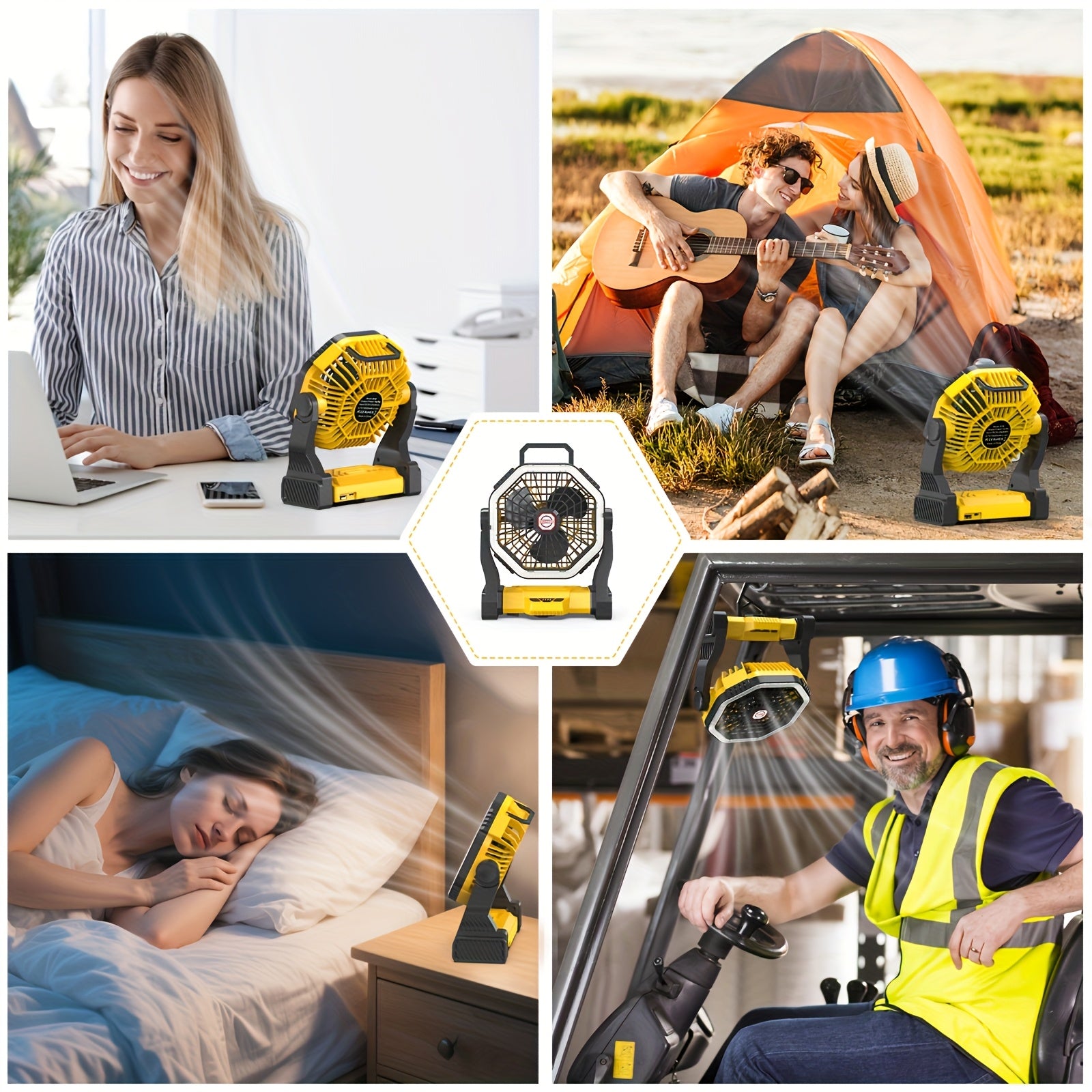Portable Rechargeable Fan with Hook Handle, 4 Speed Levels, 3 Dimmable LED Light Modes, Ideal for Travel Bedroom Home Camping Office Beach Fishing, Rechargeable Convenient Cooling Fan for Outdoor Enthusiasts