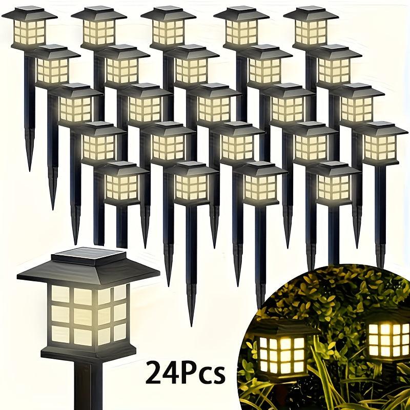 24/12-Piece Solar Outdoor Light, IP44 Street Light, LED Landscape Lighting Garden Light, Suitable for Sidewalk, Driveway, Courtyard and Lawn - Warm Light, 12-Piece Pack. Thanksgiving, Christmas and New Year Gift Decoration.