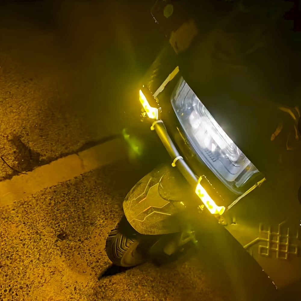 1 Piece LED Motorcycle Projector Lens Headlight, Work Light for Car and Motorcycle, Compatible with Motorcycles, Sedans, SUVs, UTVs, ATVs, White/Yellow Dual Color + Red/Blue Demon Eye, Easy Installation