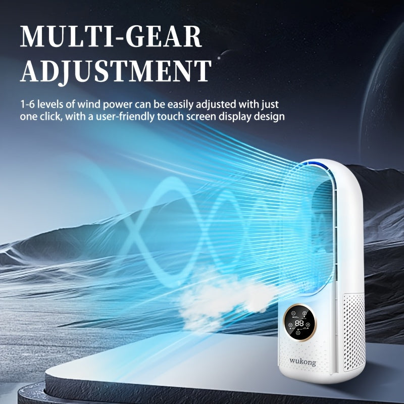 Portable Bladeless Air Conditioner Fan, Personal Evaporative Air Cooler, 6 Speed Levels Mini Cooling Fan, Desktop Cooler Fan for Room and Office