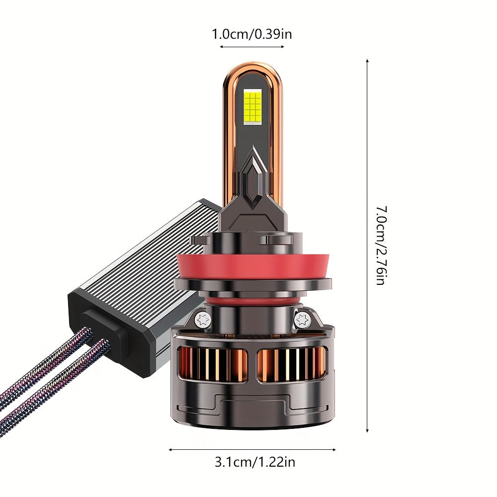 2-Pack Car Headlight Bulbs H8/H9/H11/H16-QB046 H4/9005/H1/H4/9003/HB2/H11/9006/H1/9012, 9570 CSP Chip, 300W, 50000 Lumens, 7500K, Vehicle Lighting Upgrade, LED Headlight Bulbs, Plug-and-Play Car Headlights, Suitable for 12V/24V Voltage