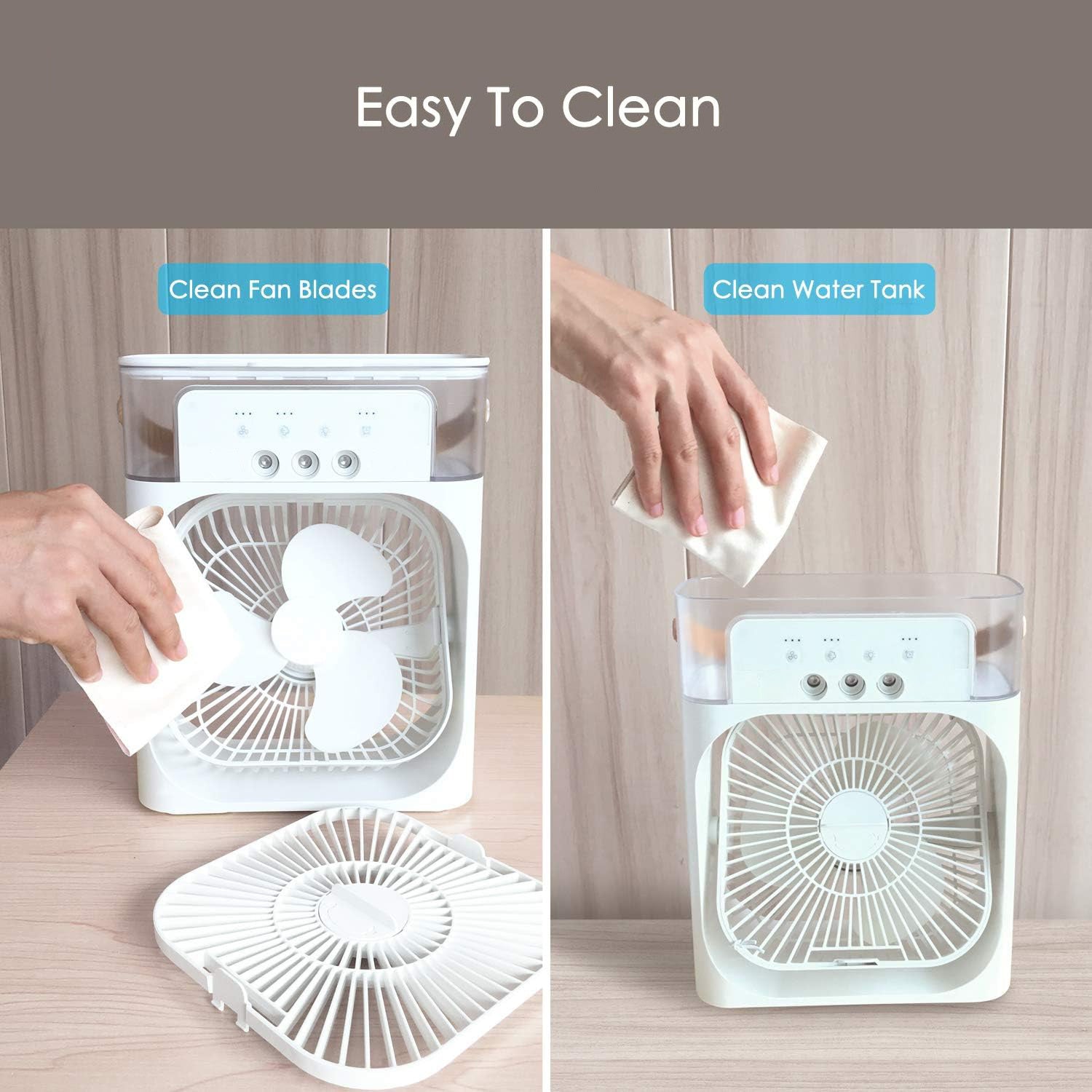 Portable Air Cooler Fan, 3-in-1 Evaporative Air Cooler with 3 Wind Speeds, Large Water Tank, Colorful Night Light and Timer, Perfect for Bedroom, Home and Office