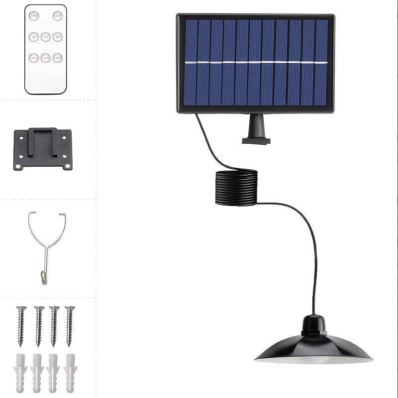 Solar Pendant Light Commercial Lighting Commercial Street and Area Lighting, Commercial Patio Light, Garage Light, Switch Control, White Light, with Installation Hardware, Perfect for Barns, Storage Rooms, Courtyards, Corridors, Gardens