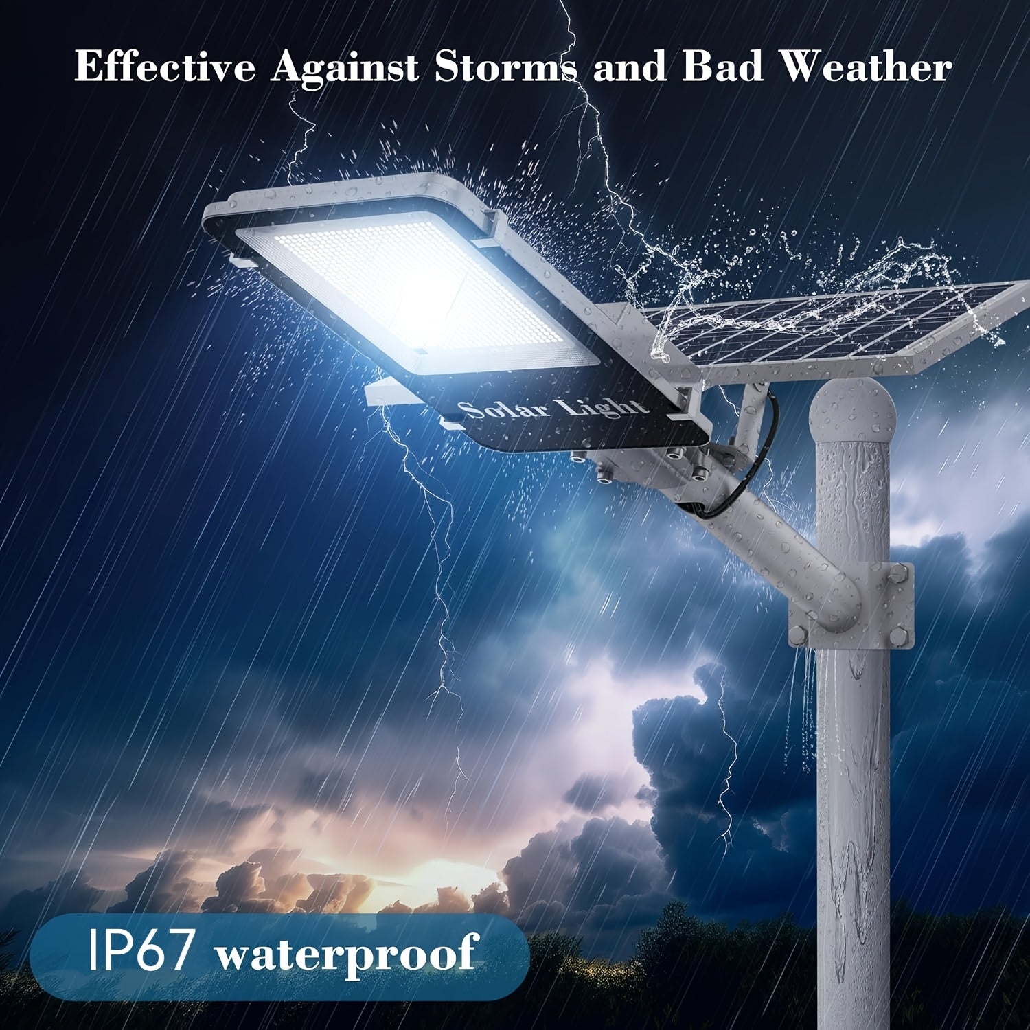 300W Solar Outdoor Motion Sensor Floodlight with Remote Control - 100-120m² Coverage Area, 118.11-157.48 inches Height, 365-Day Operation, -40°C High Temperature and 70°C Low Temperature, Solar Powered Street Light