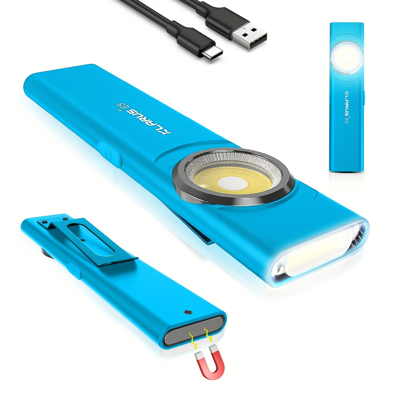 KLARUS E5 Flashlight, Mini Portable High-Intensity Dual Light EDC, Rechargeable Outdoor Magnetic Suction Household Mini Flashlight