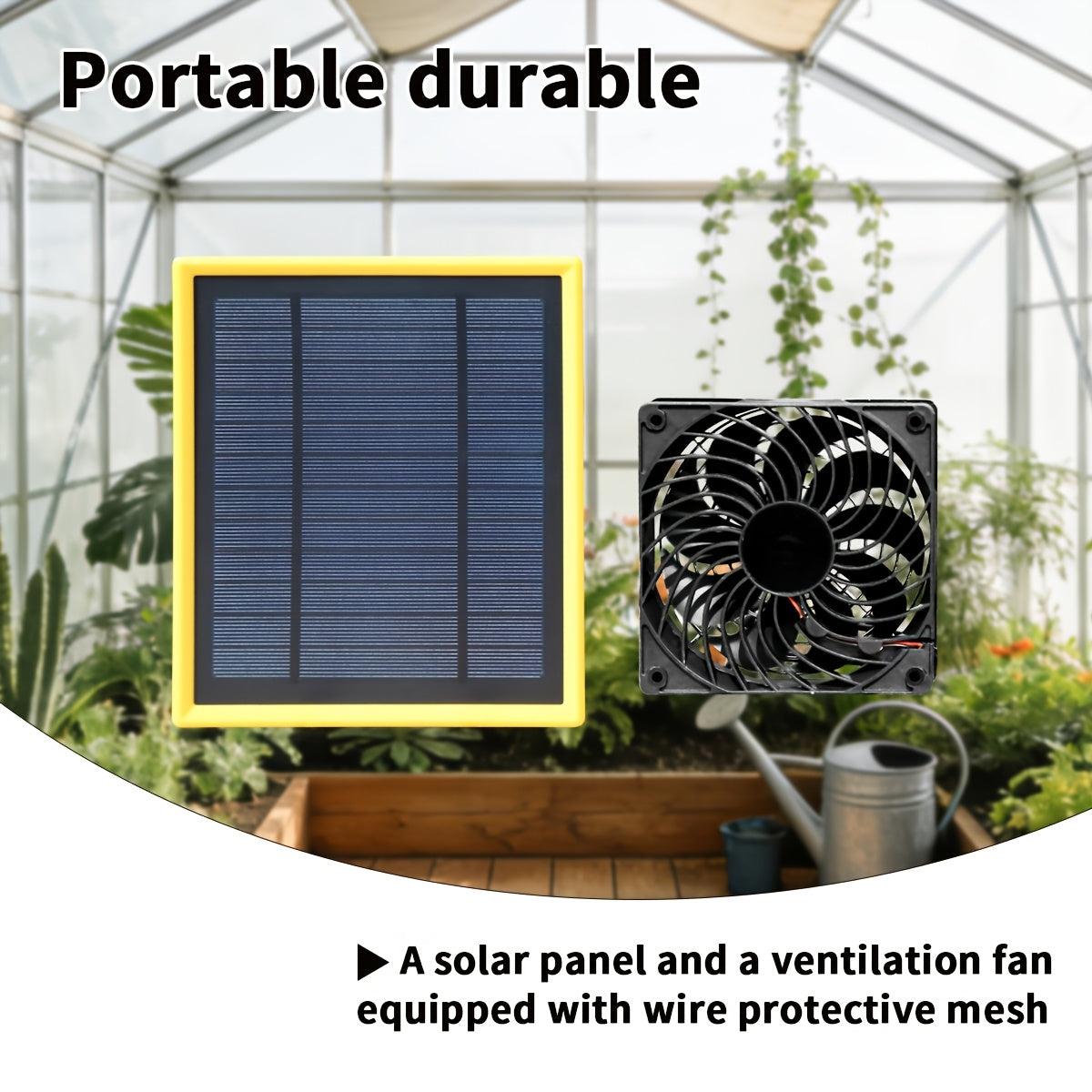 1PC Solar Panel & Portable Cooling Fan, Solar Ventilation Exhaust Fan Kit for Outdoor Air Circulation, Suitable for Greenhouse, Chicken Coop, Shed, Pet House and More, Battery-Free Operation