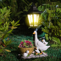One Set Solar Light Outdoor Statue of Duck with Flower Basket, Courtyard Goose-Shaped Garden Decoration, Outdoor Lawn Decor, Large White Goose Home Decoration with Flower Basket, Ideal Gift to Enhance Outdoor Atmosphere