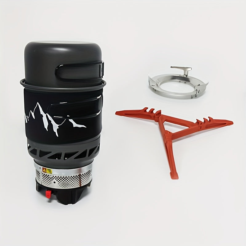 33.81OZ Portable Camping Cookware Set with Windproof Backpacking Stove & Bowl - Aluminum Alloy Burner Alpine Reactor Gas Stove Outdoor Propane Cooking Gear, Jet Burner Kit, Ideal for Hiking, Off-Road, Fishing, Hunting Trips and Emergency Situations/
