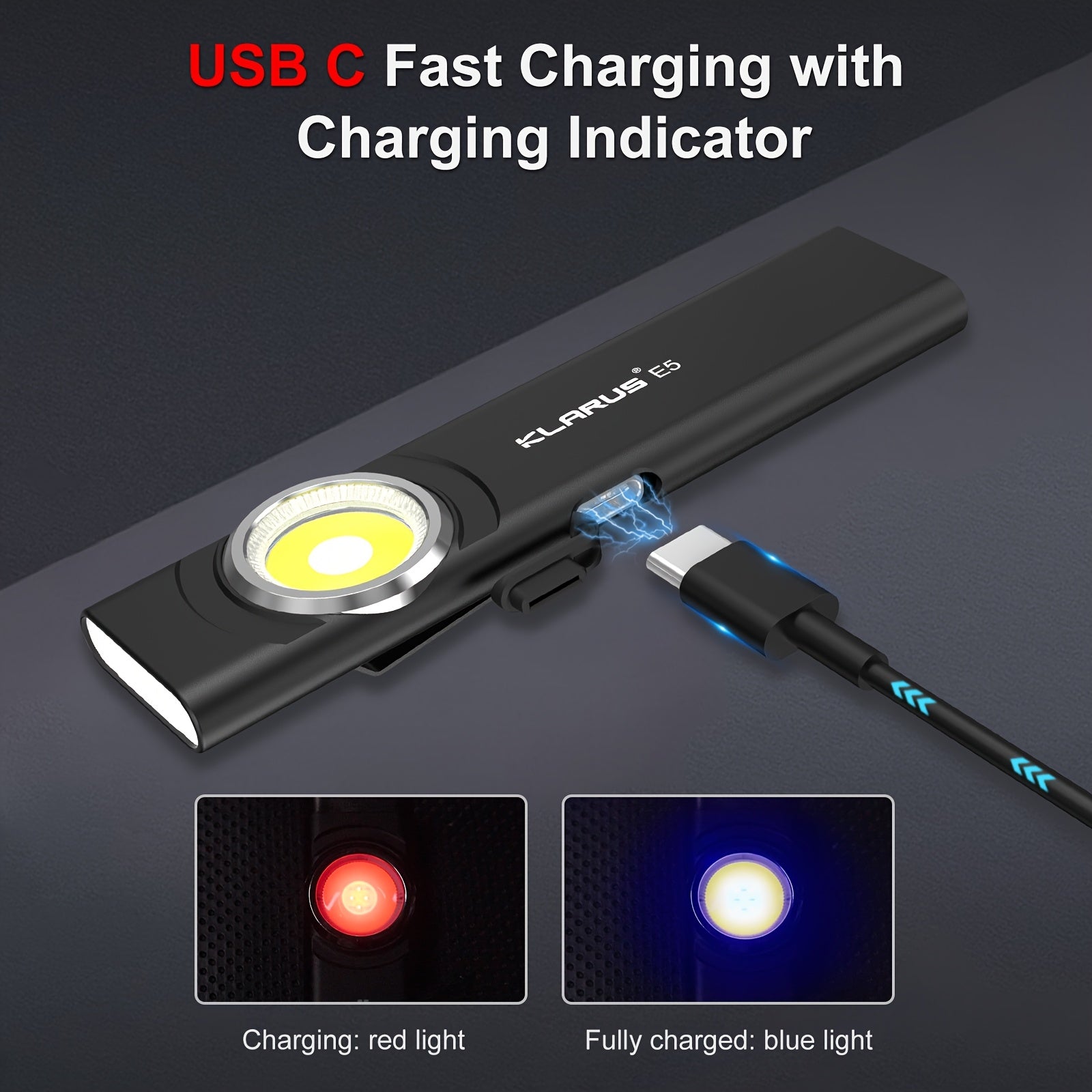 KLARUS E5 Flashlight, Mini Portable High-Intensity Dual Light EDC, Rechargeable Outdoor Magnetic Suction Household Mini Flashlight