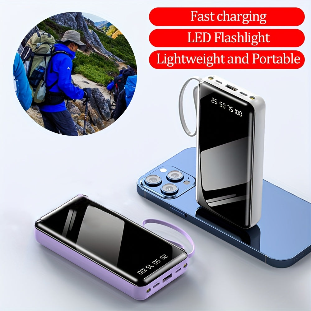40000mAh/ 50000mAh 電力銀行便攜式充電器 2.1A 快速充電外部電池包電力銀行帶有電纜 LED 燈兼容智能手機，適用於 for iphone、 for iPad、 for Samsung 和市場上大多數智能裝置