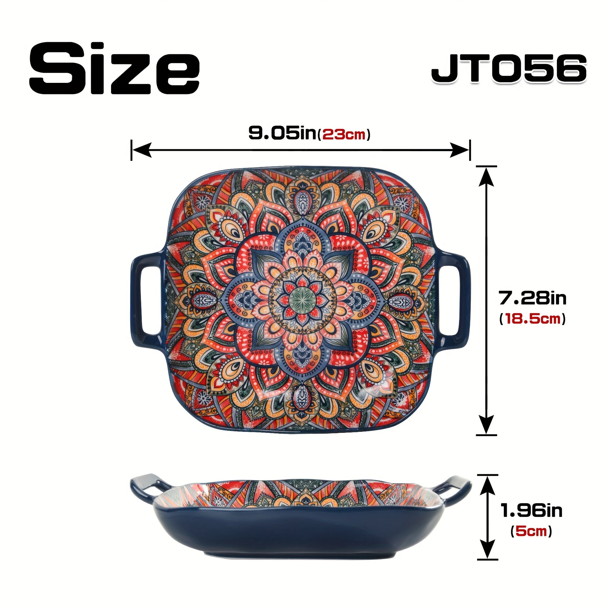 2-Piece / 4-Piece Ceramic Baking Set – 9-Inch Square Plates, Bohemian Style – Perfect for Pasta, Oven &amp; Catering – Multi-Purpose Kitchen &amp; Dining Essential