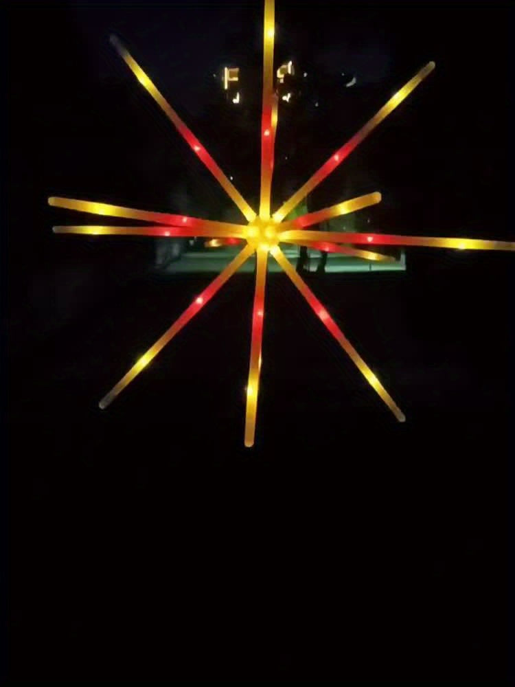 1件太阳能星形LED吊灯，烟花设计 - 多色与白光模式，高品质IPX7户外照明适用于花园、圣诞节、万圣节、情人节装饰（含镍基电池），节日氛围灯 | 鲜艳灯光，悬挂式太阳能灯，圣诞装饰，感恩节最佳选择