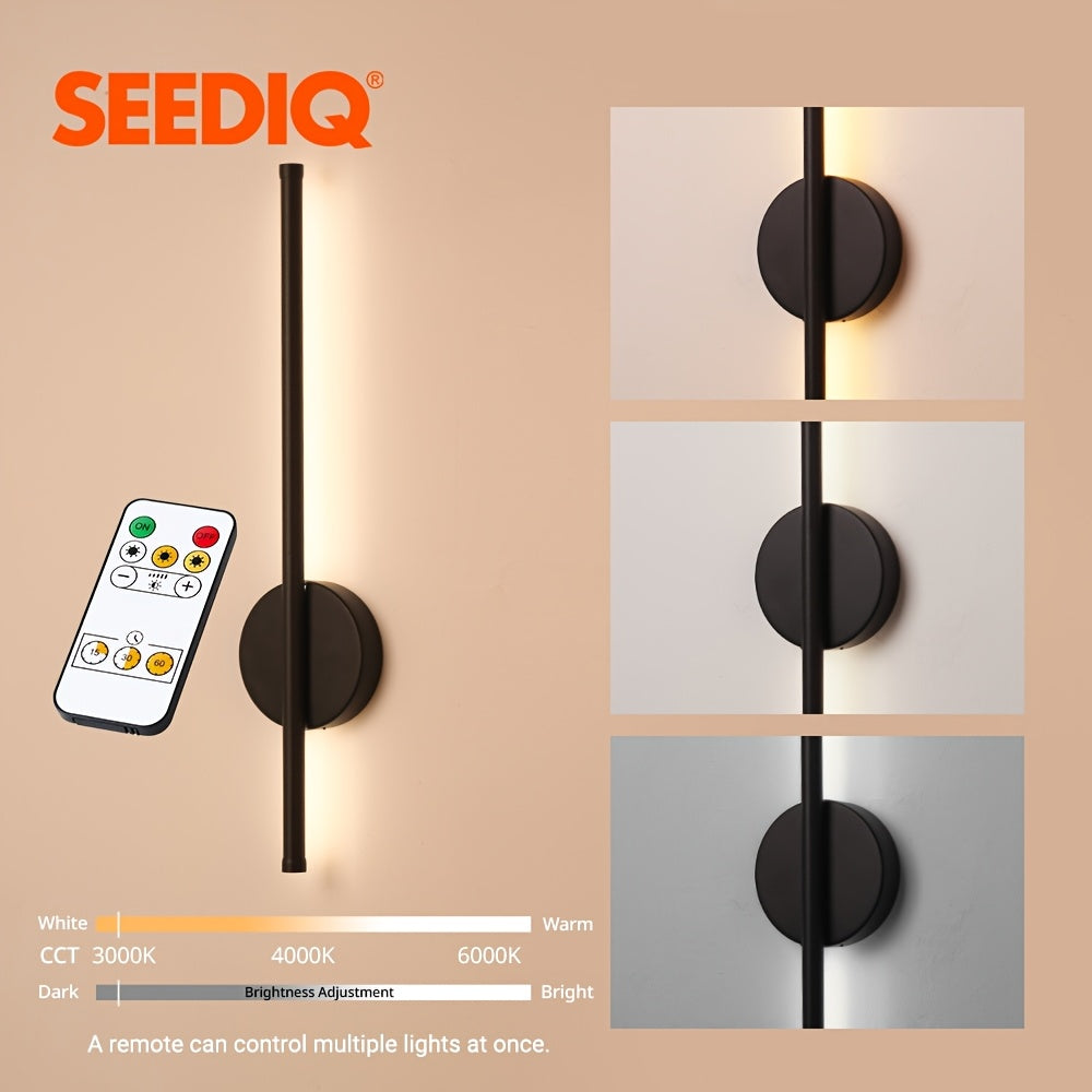Modern Style Rechargeable Wall Light, Magnetic Installation, with Remote Control Dimmable and Color Temperature Adjustment, Suitable for Indoor Decoration, 31.5 Inches, Black Wall Light