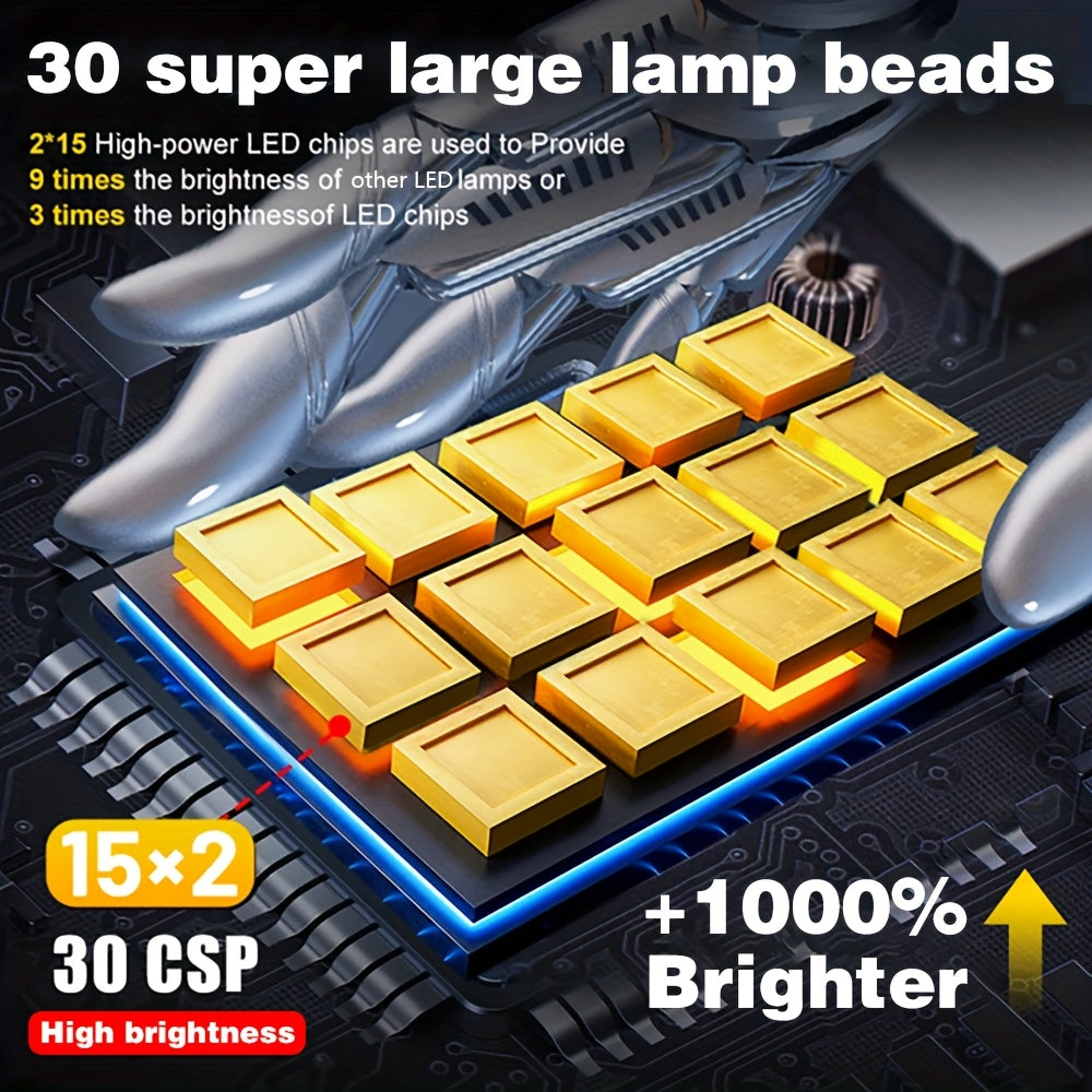 2 Super Bright LED Car Headlight Bulbs, Compatible with H8 H1-D013 H4/H7/9005/H4/9003/HB2/H11/H18/H16, 55000 Lumens 350W 1000% Brightness, Aluminum Housing, 12V
