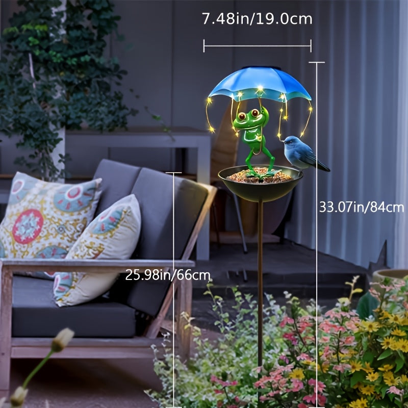 One Frog Statue Solar Street Light, Outdoor Hummingbird Feeder, Garden Decorative Lighting with String Lights, Perfect for Courtyard Paths, Lawns, Patio Street Lights, Essential Decoration for Halloween and Christmas