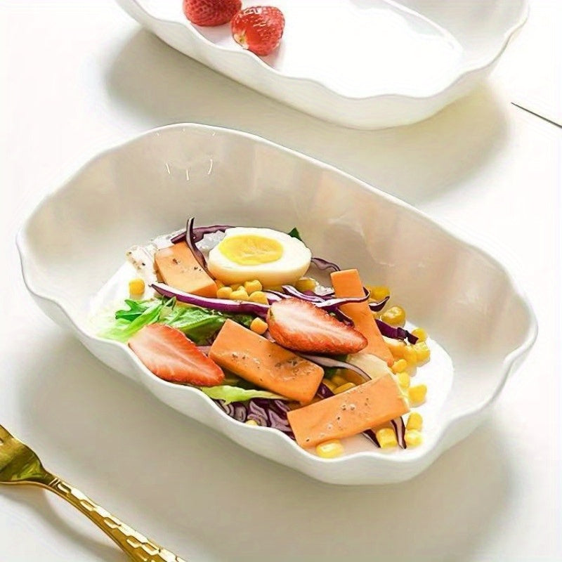 2-Piece Set Elegant 10-Inch White Scalloped Edge Dinner Plates – Perfect for Home Dining & Entertaining – Microwave Safe & Dishwasher Safe