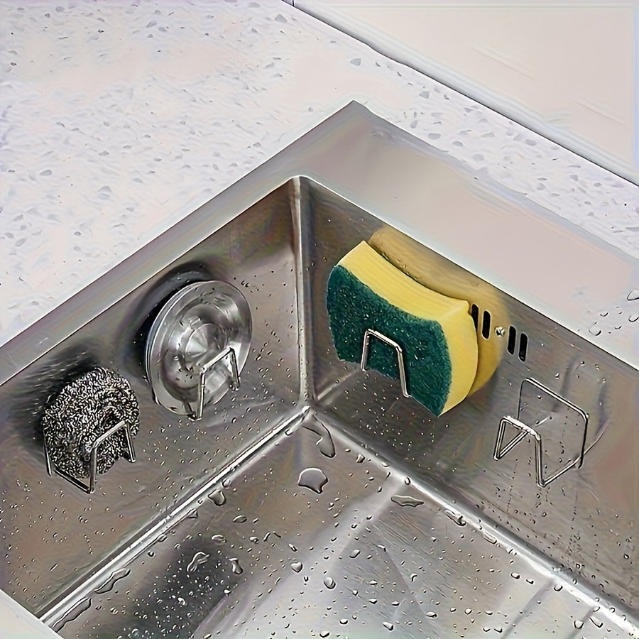 1 or 2 Pieces Heavy-Duty Sink Caddy - With Self-Adhesive Stickers, Sink Organizer Drainer Rack for Home Kitchen & Bathroom, Countertop Space-Saving Storage Rack, Compatible with Integrated Sinks, Essential Home Tool