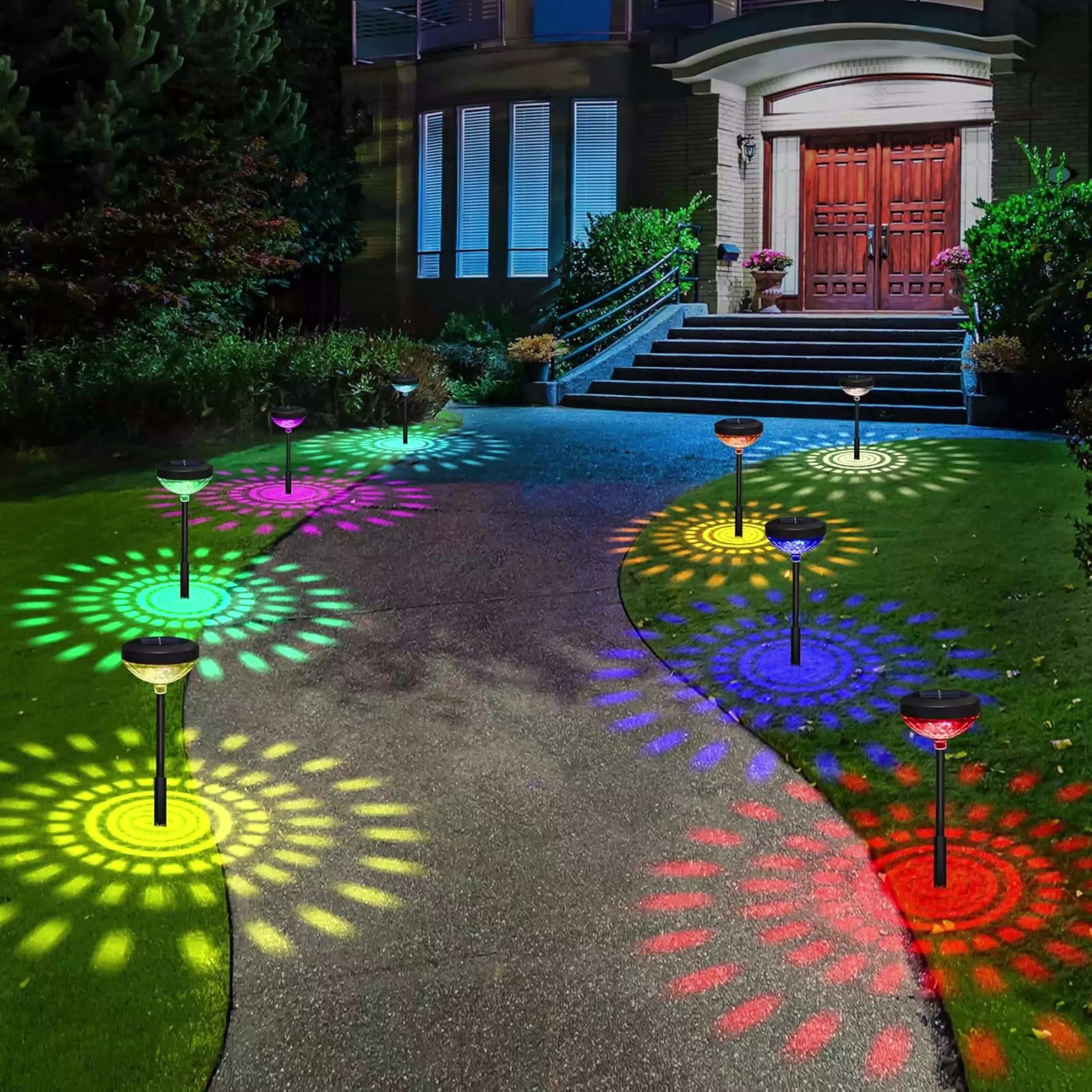 6-Piece Outdoor Solar Light, Bright LED Lighting, IP44 Waterproof, Smart Light Sensor (Color Light / Warm Light 2-in-1), Suitable for Courtyard, Garden, Lawn, Path, Walkway, Christmas Landscape Lighting and Outdoor Lighting, Christmas Gift