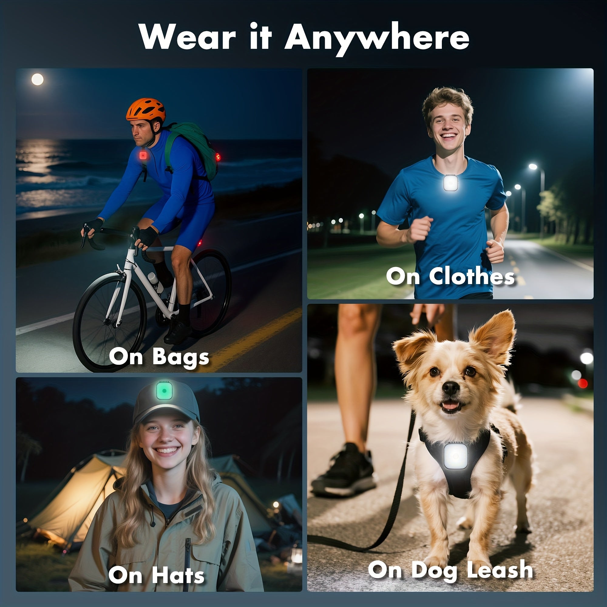 USB Rechargeable Clip-On Hands-Free Flashlight Headlight Red Green Alternating LED Running Light Night Walking Dog Flashlight Ideal for Jogging Fishing Camping