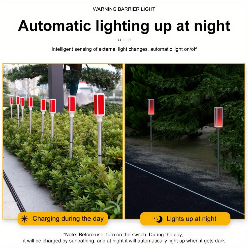 5pcs/Box IP44 Outdoor Solar Lawn Light, Roadblock LED Strobe Signal Ground Plug Lamp
