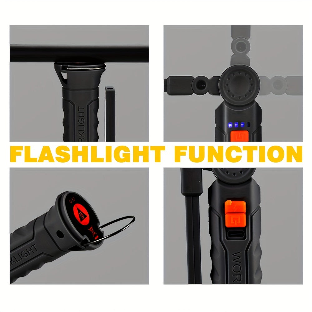 1PC Foldable Emergency Work Light, Rechargeable Portable Maintenance Lamp, Easy To Carry, Suitable for Camping Reading Hiking