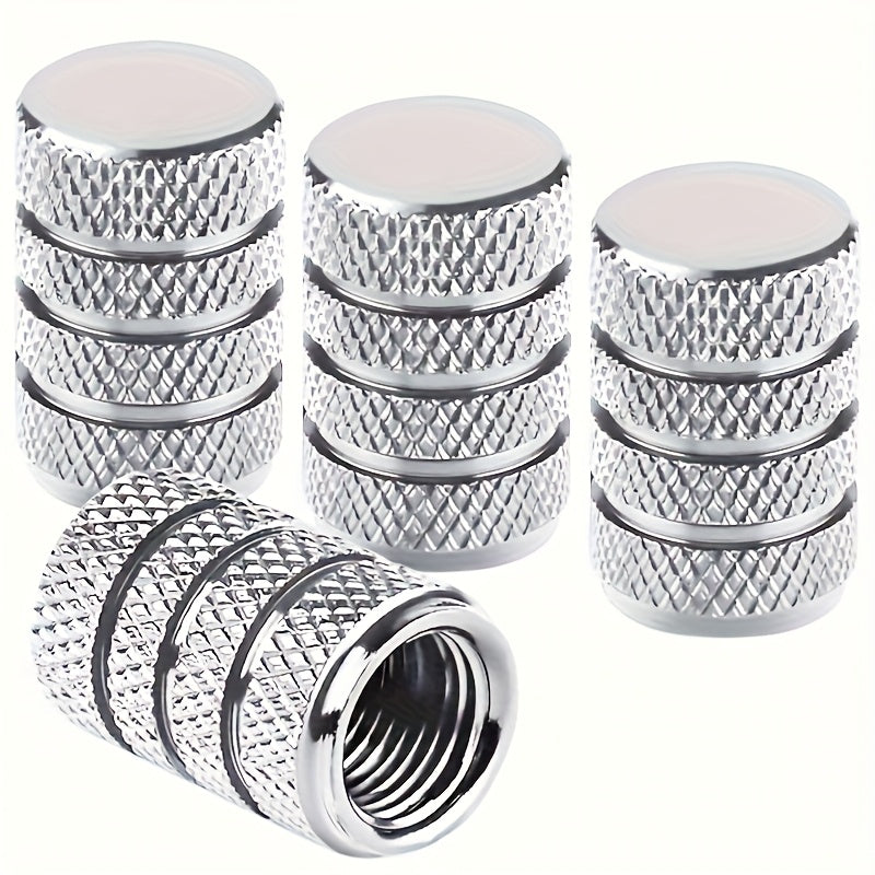 pcs Aluminum Tire Valve Caps - Corrosion Resistant, Durable, Windproof, Universal Fit for Cars, Trucks, Motorcycles, SUVs, Bicycles - Easy No-Tool Installation, Vehicle Maintenance, Stylish Metal Finish, High-Quality Construction