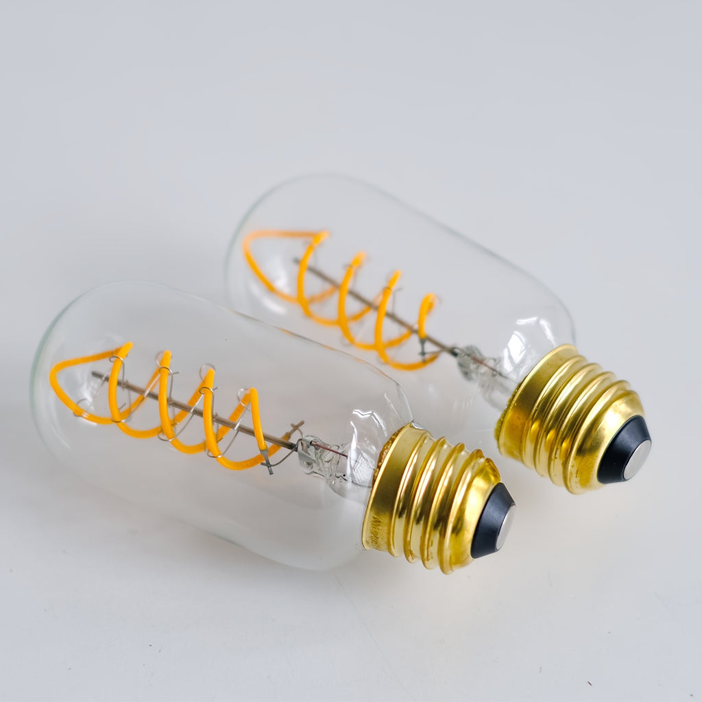 2-pack vintage Edison bulb, warm yellow light 2300K E26 screw base dimmable bulb, T14 T45 tubular LED tube, AC 120V, clear glass cover