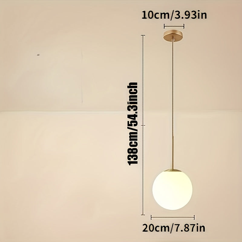 1-light | modern globe pendant light | mid-century pendant light | large 7.87-inch white globe glass shade, brushed brass finish pendant light, suitable for kitchen island (gold) - Christmas lighting fixture, Christmas decoration
