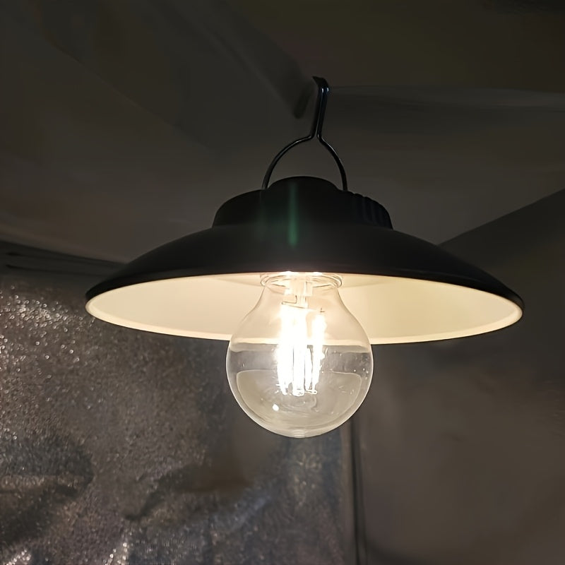 1 USB rechargeable tent light, 2-mode hanging bulb light, portable camping lantern, outdoor LED work light with hook design, emergency lighting, vintage tent light, suitable for hiking, fishing, barbecue, camping, daily use