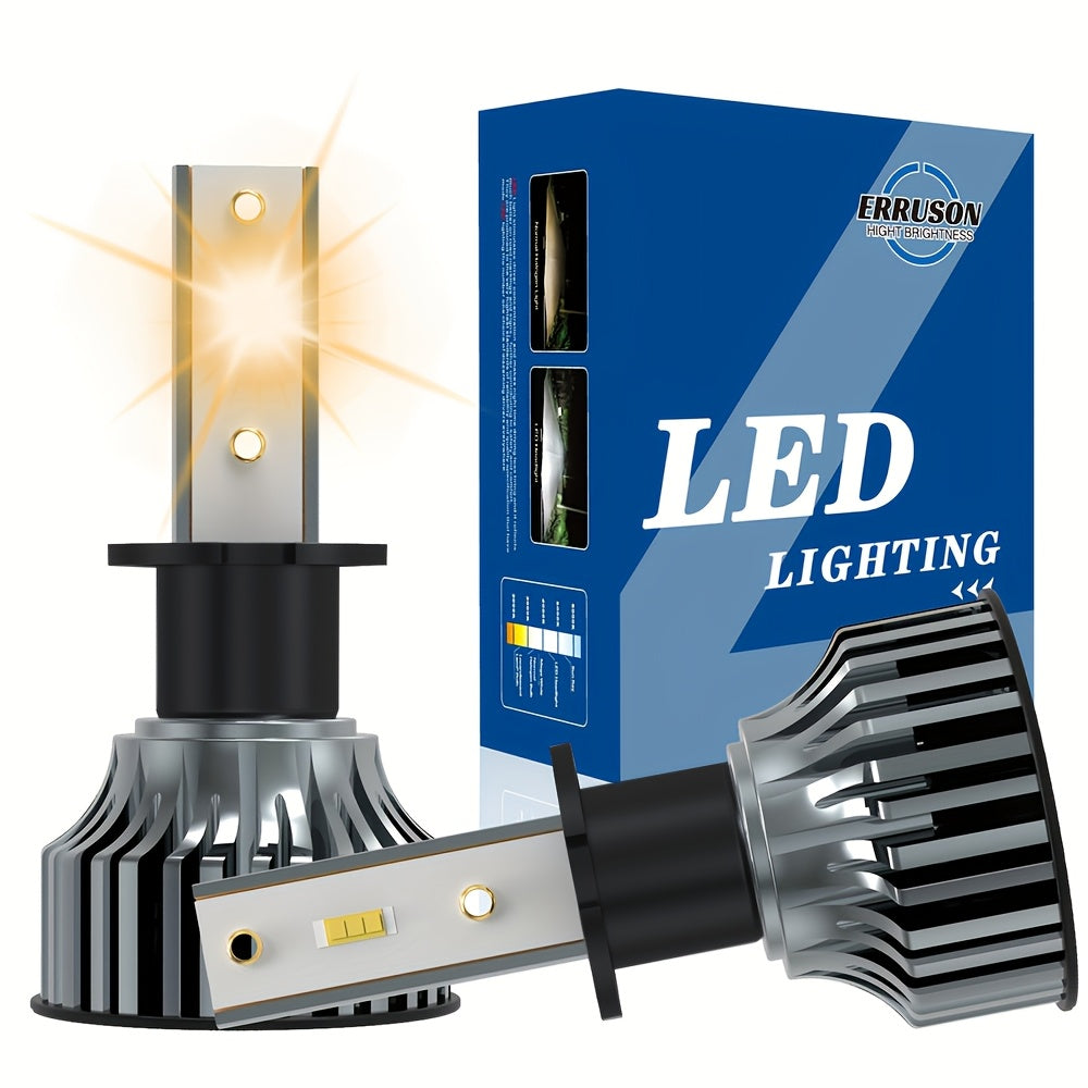 Erruson 2-Pack Dazzling Car Bulbs 9005/HB3 9006/HB4 H11 H4 H7 H1 High/Low Beam Dual-Use Turbo Light, 30000 Lumens 300W 3000K/4300K/6000K/8000K/25000K Car Light, 700% Brightness