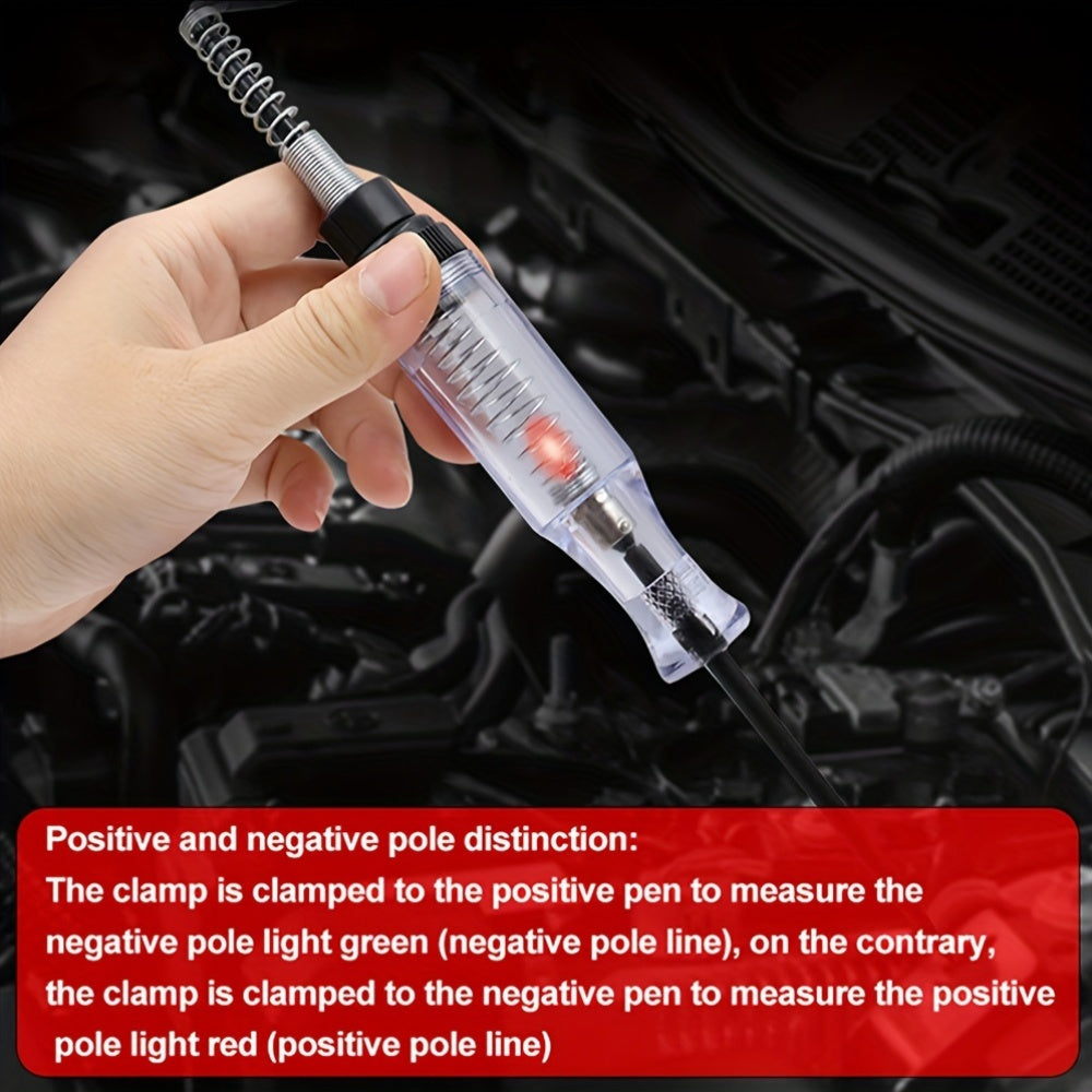 1 Car Truck Motorcycle Circuit Tester, DC 6V 12V 24V Probe Light System Test - Auto Current & Voltage Test Pen, Electrical Tester with Long Probe Pen & Bulb Display - Compact Design & Clip for Easy Use - Great for Auto & Motorcycle