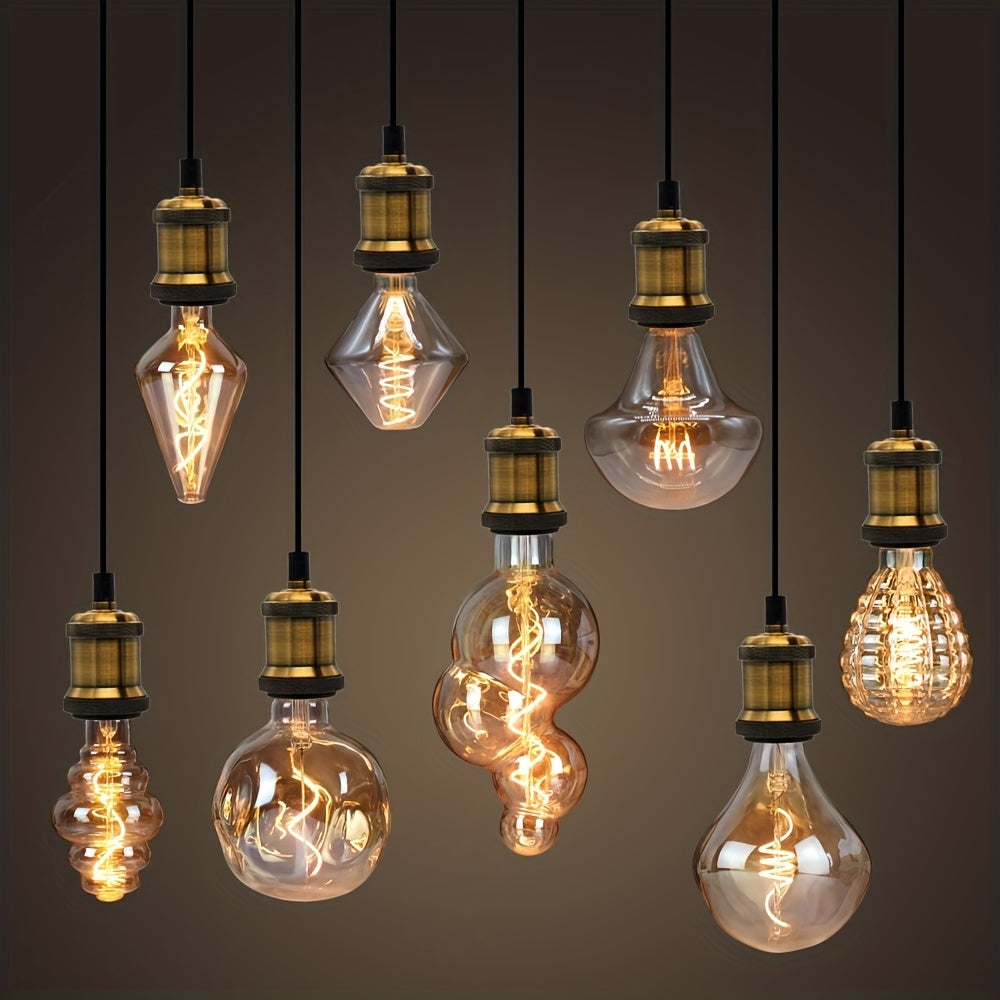 1PC vintage Edison LED flexible filament bulb, creative LED dimmable bulb 110-130V 4W E26 base 2300K warm light amber glass bulb, bedroom living room home decorative bulb