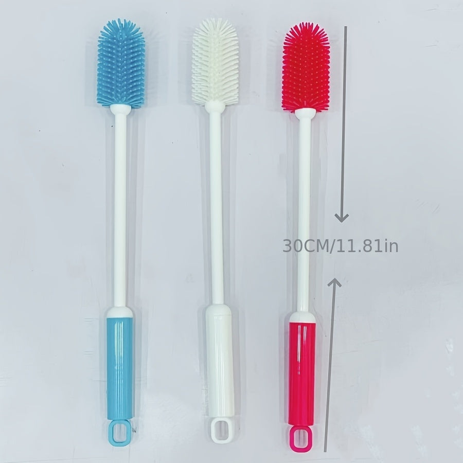 Multifunctional Household Silicone Cup Brush, Long Handle 360° Rotating Cleaning Brush, Ideal for Milk Bottle Coffee Cup Jar Kitchen Cleaning