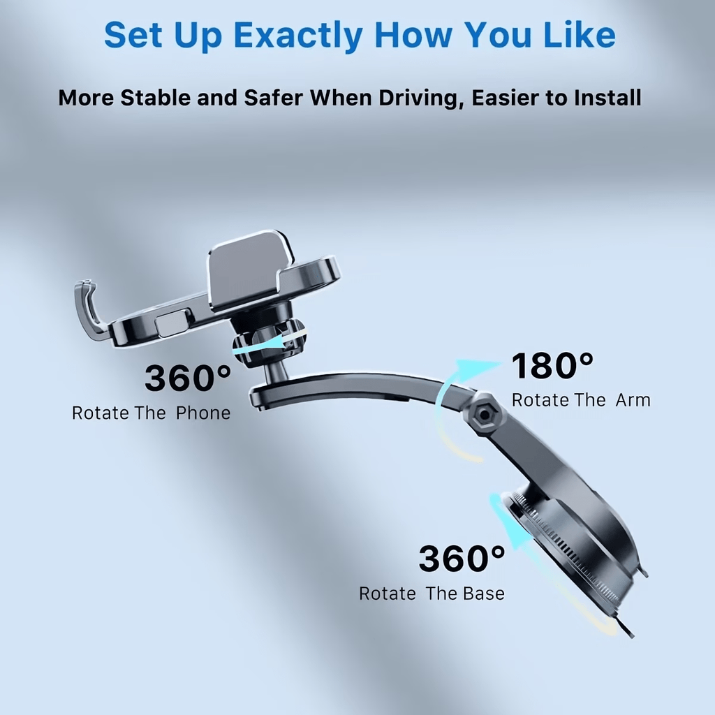 [Super Strong Suction Car Phone Mount] Heavy-Duty Ultra-Strong Suction Cup Dashboard Car Phone Holder, Compatible with iPhone & All Smartphones