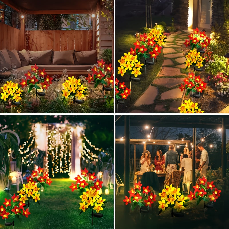 1/2 Piece Solar 7 Orchid Lawn Light Outdoor Waterproof Decorative Courtyard High-Brightness Garden Corridor Ground Insert Lawn Light Outdoor Solar Light Outdoor Lawn Light