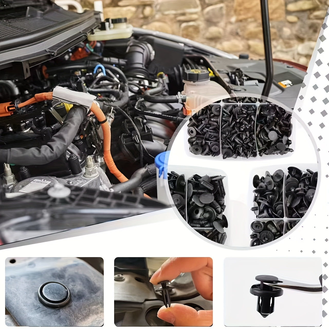 1000-Piece Car Retainer Clip Assortment Kit – Durable ABS Auto Fasteners for Push-Type Edge, Bumper & Rivet Installation