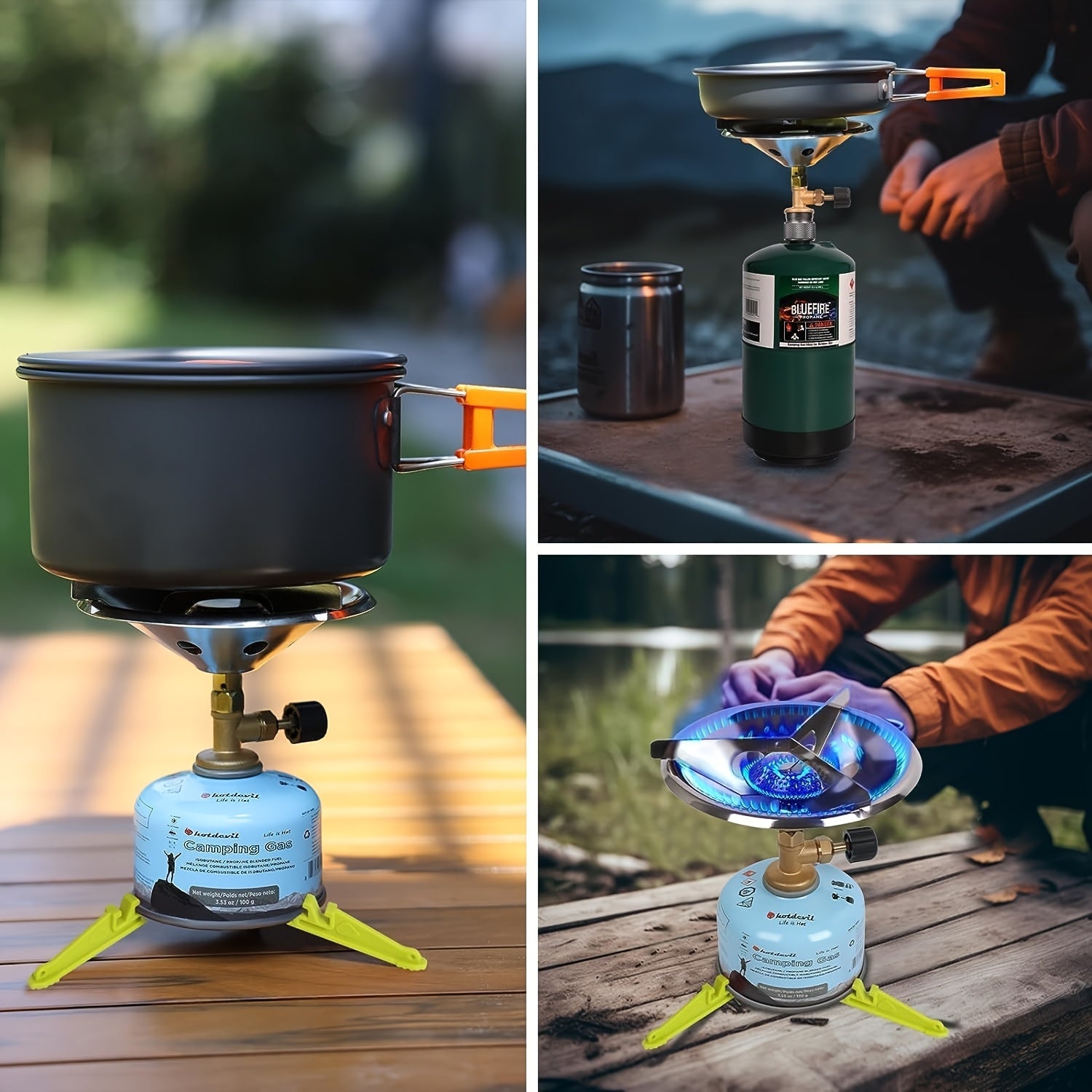 Portable Camping Stove Burner with Foldable Gas Canister Stand, Equivalent to a Bottle-Top Single Burner Camping Stove (Gas Canister Not Included)