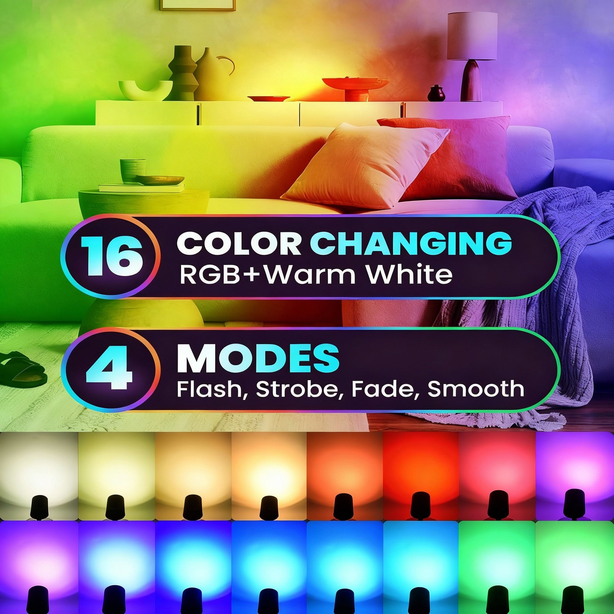 RGBW Indoor Spotlight, Multi-Color Changing Wall Light with Touch and Remote Control, Mini Spotlight, Dimmable LED Plant Spot Light, Art Decorative Light