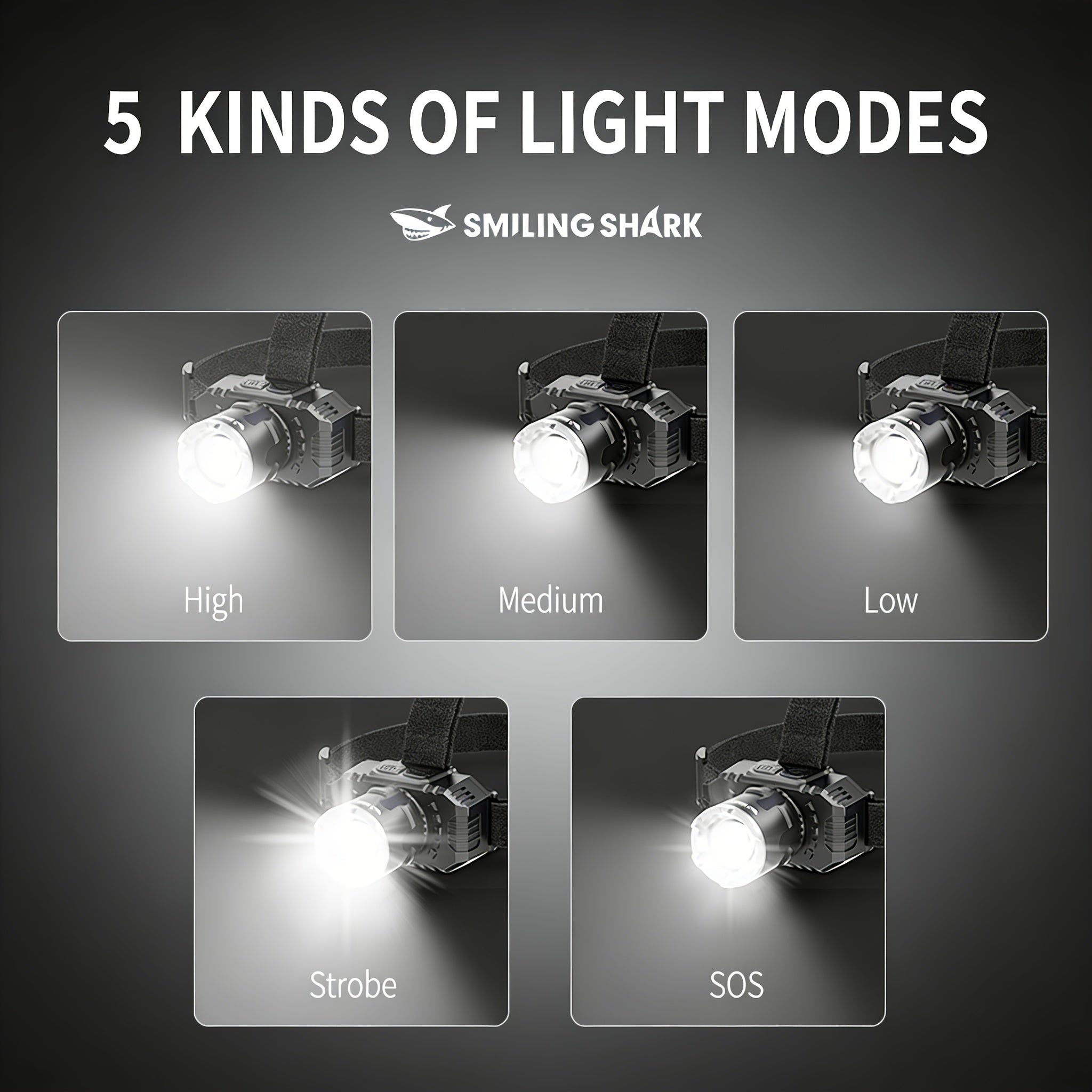 1Pc Rechargeable Headlamp, Head Mounted High Brightness Flashlight, Super Bright X50 LED Bead, Equipped with USB Charging Cable, Focus Adjustable, Detachable Headband Hands-Free, Multi-Mode Dimmable White Light Beam