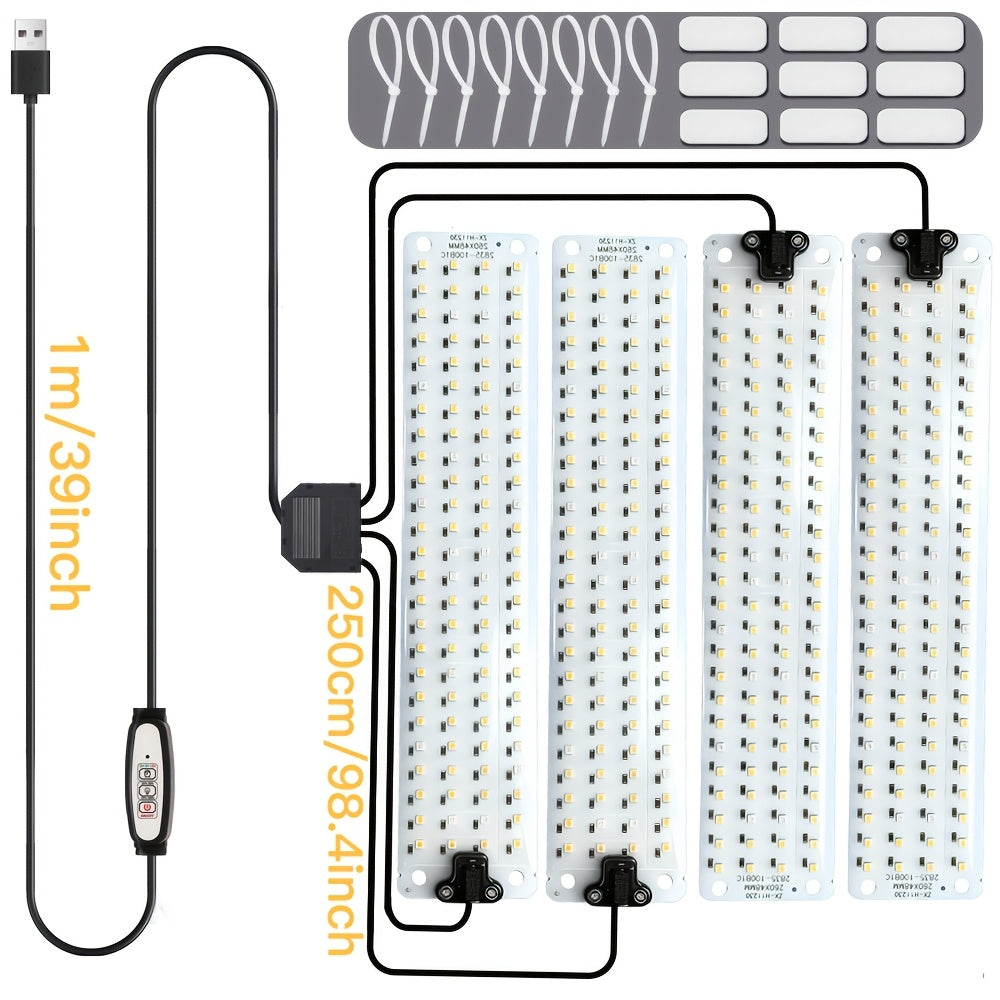 USB Powered LED Plant Grow Light, Full Spectrum Plant Light Strip with 4-Level Dimmable Brightness and Auto On/Off Timing Function. Built with 100 LED Beads, ideal for seedlings, vegetables, flowering plants and succulents