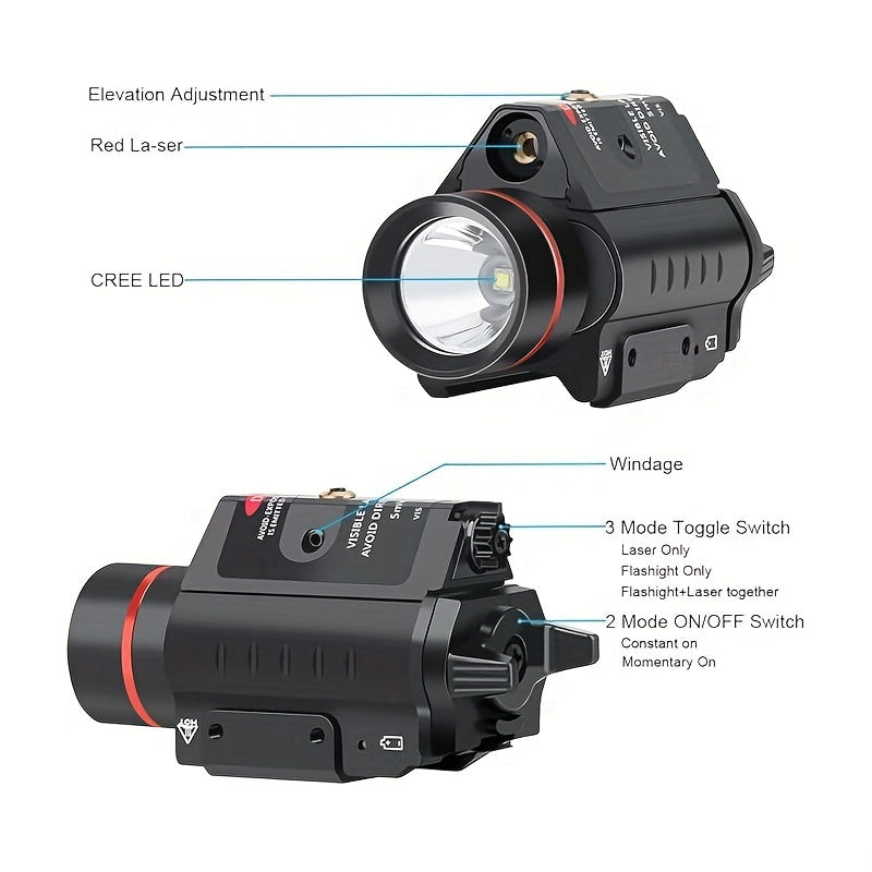 5038 Laser Sight Compact Aluminum Alloy Red/Green Laser Adjustable Picatinny Rail Mount Tactical Aiming for Hunting Shooting
