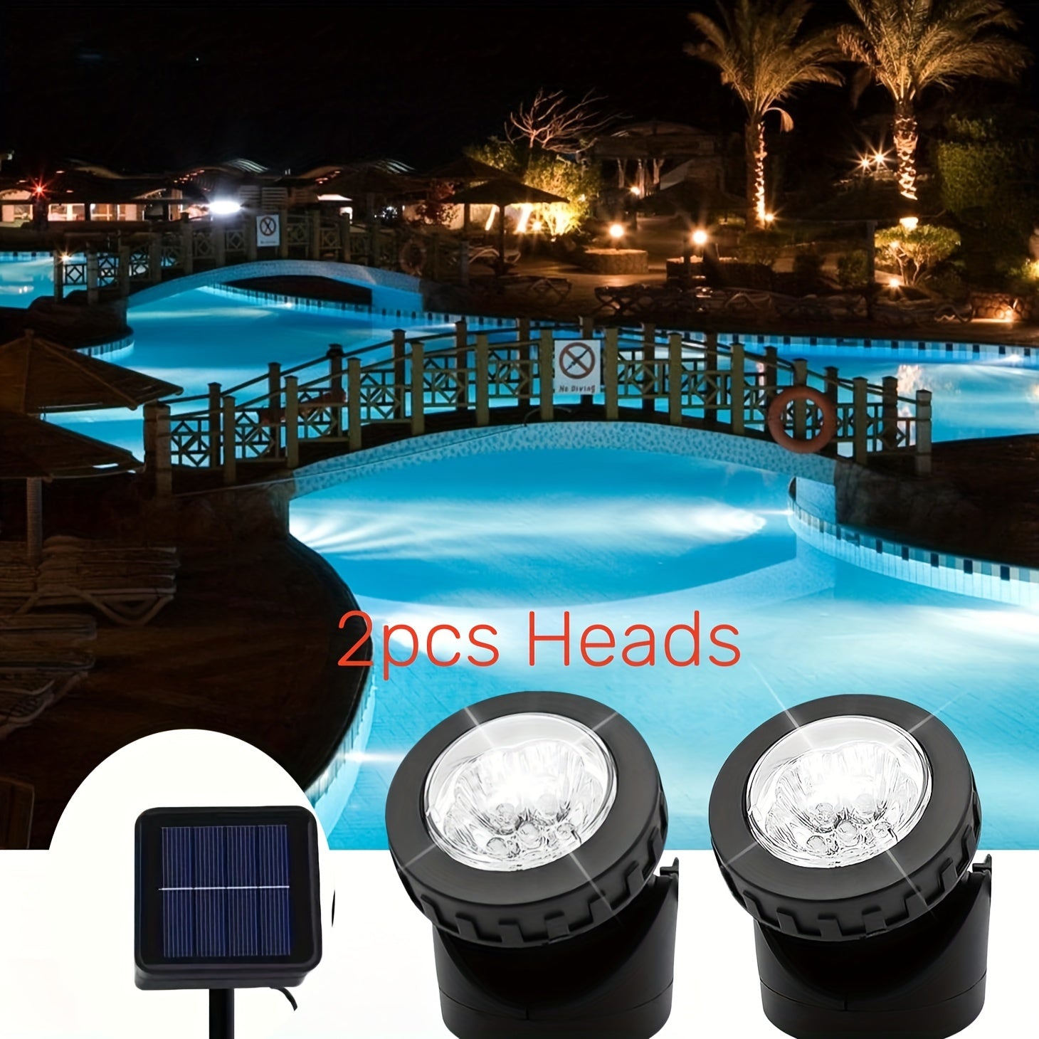 Solar Underwater Pond Light, IP65 Waterproof Projection Light, 6 LED Spotlight Aquarium Light, Perfect for Garden Pool Courtyard Landscape Outdoor Lighting (1 Pack / 2 Pack / 3 Pack)