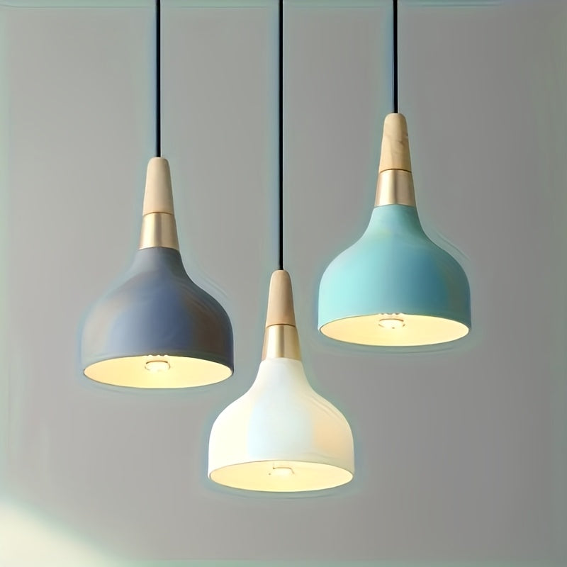 Modern minimalist design, detachable metal lampshade, hardwired rod, suitable for bedroom and dining room areas - includes mounting accessories, E26 base (bulb not included)