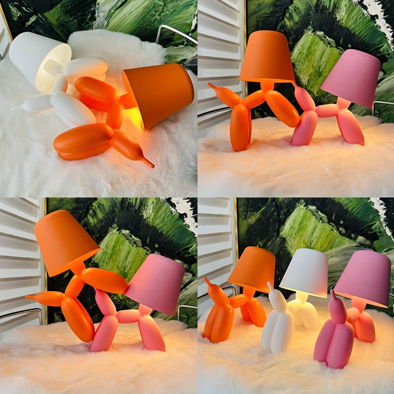 Creative romantic balloon dog shaped table lamp, equipped with touch switch, three-color stepless dimming, battery powered, dachshund ambiance light — perfect choice for hotel parties, Valentine‘s Day gifts