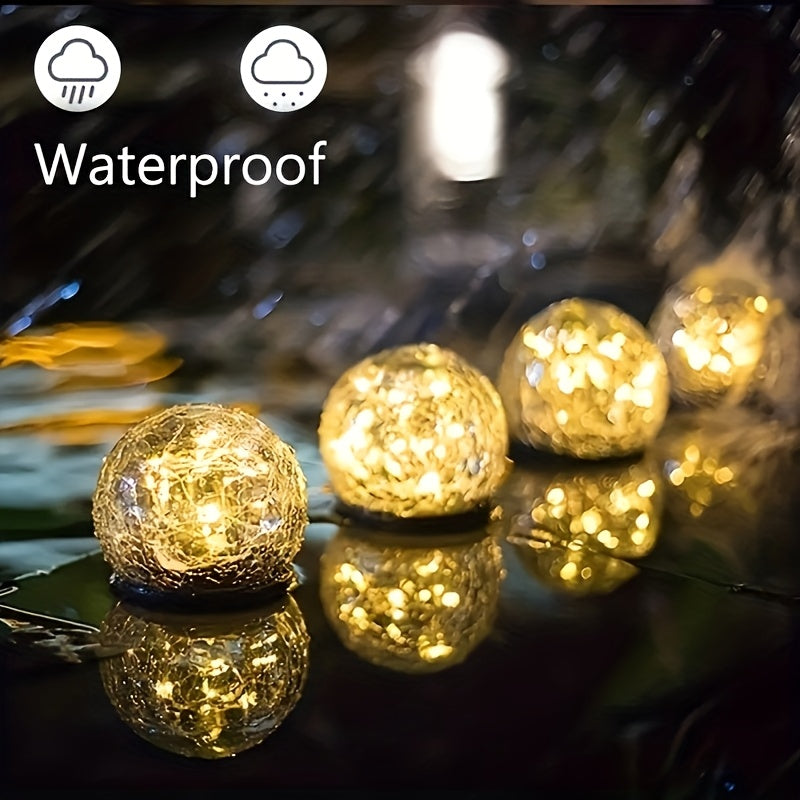 Solar Cracked Glass Sphere In-Ground Light, Outdoor Courtyard Lawn Ground Insert Light, Indoor Tabletop Ambient Decorative Light, Waterproof Landscape Light, 2-in-1 Solar Powered Night Light