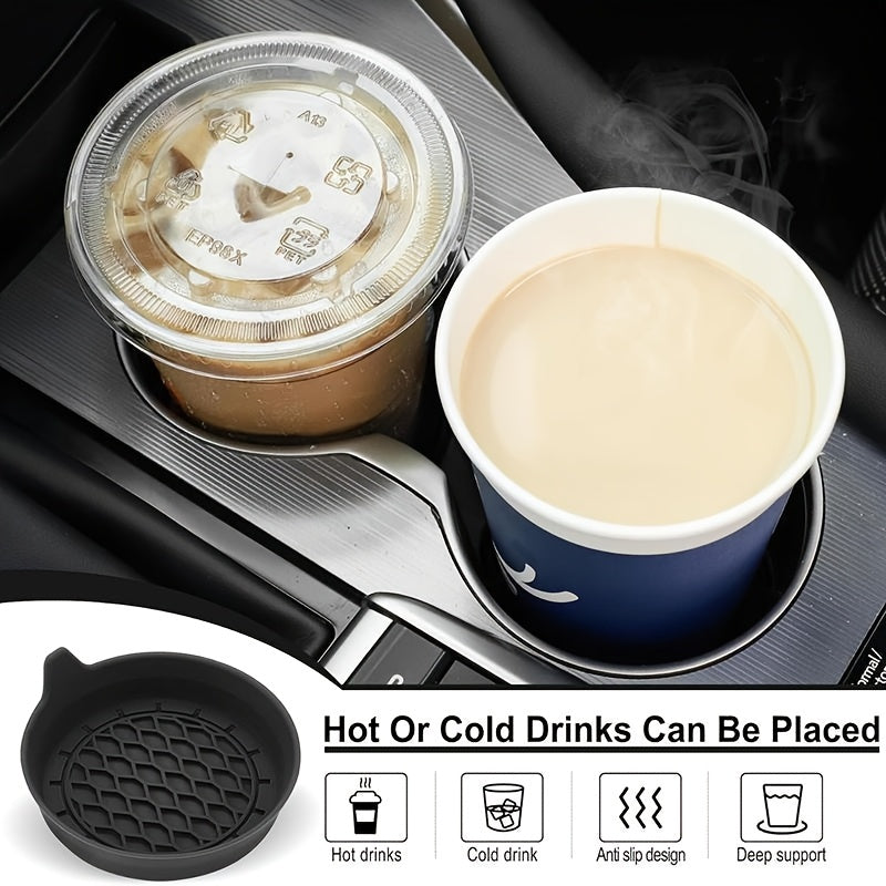 Silicone Car Cup Holder Coaster – Waterproof Anti-Slip Pad, Universal Round Car Storage Tray Liner, Center Console Drink Mat