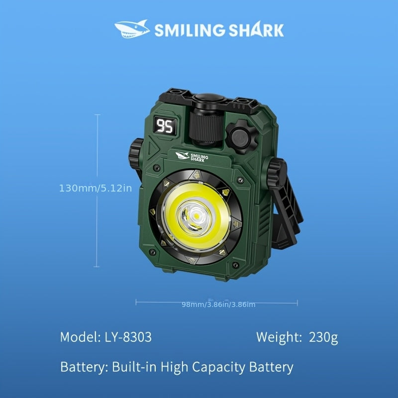 SMILING SHARK Upgraded Rechargeable LED Flashlight & Work Light 7-Color COB Magnetic Light Power Display Portable Bracket for Camping Emergency Barbecue Outdoor Hiking Activities