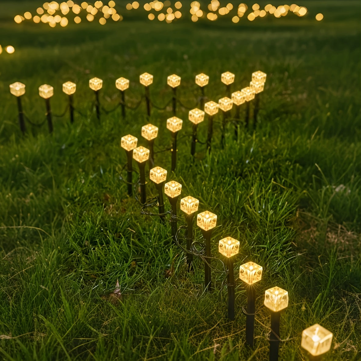 New / 8 Modes - High Brightness Solar Ice Cube Courtyard Decorative Light, Outdoor Glowing LED Light, Solar Outdoor Light, Ice Brick Light, IP44 Rated, Landscape Street Light, Lawn Ground Insert Light, 8 Modes, Festival Light, Garden Light