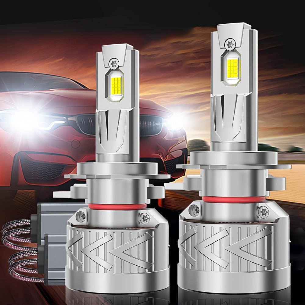 2-Pack H4 LED Headlight Bulbs, Compatible with H1, H4, H7, H11, 9005/HB3, 9006/HB4-O124 Sockets, High Power Design, CAN Bus Error-Free, High/Low Beam Dual Mode, 60,000 Lumens Brightness, 900% High Brightness
