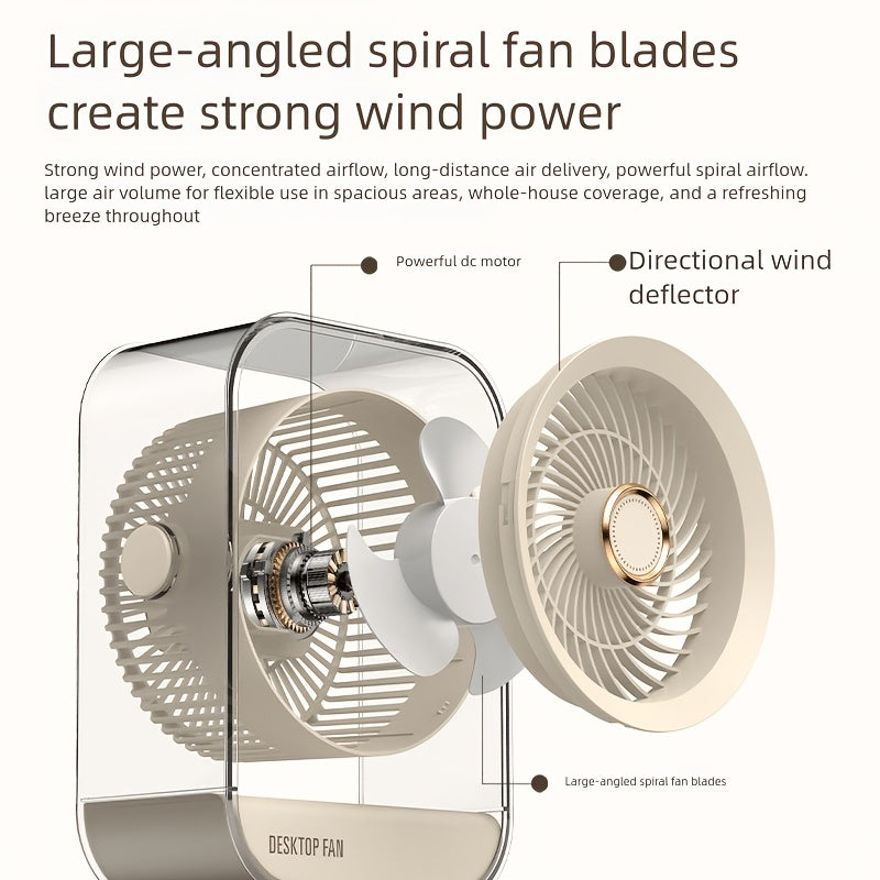 Desktop & Hanging Dual-Use Air Cooler Fan, Rechargeable Household Electric Fan, Portable Desk Fan for Camping, Office, Home and Living Room